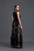 Load image into Gallery viewer, Black Twist Crop Top and Metallic Leaf Tulle Skirt

