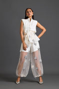 Load image into Gallery viewer, White Blazer Shorts and Floral Organza Pants Set

