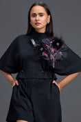 Load image into Gallery viewer, Black Feather Crystal Shoulder Playsuit
