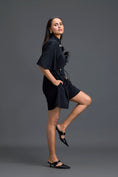 Load image into Gallery viewer, Black Feather Crystal Shoulder Playsuit
