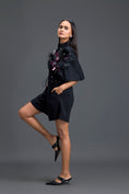 Load image into Gallery viewer, Black Feather Crystal Shoulder Playsuit
