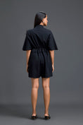 Load image into Gallery viewer, Black Feather Crystal Shoulder Playsuit
