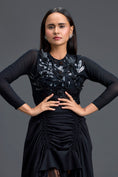 Load image into Gallery viewer, Black Ruched Asymmetric Tulle Skirt
