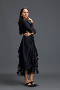 Load image into Gallery viewer, Black Ruched Asymmetric Tulle Skirt
