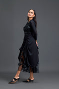Load image into Gallery viewer, Black Ruched Asymmetric Tulle Skirt
