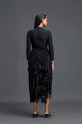 Load image into Gallery viewer, Black Ruched Asymmetric Tulle Skirt
