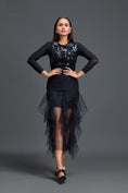 Load image into Gallery viewer, Black Leaf Mesh Top and High-Low Tulle Skirt Set
