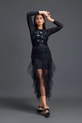 Load image into Gallery viewer, Black Leaf Mesh Top and High-Low Tulle Skirt Set
