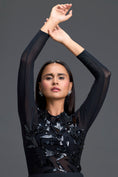 Load image into Gallery viewer, Black Leaf Mesh Top and High-Low Tulle Skirt Set
