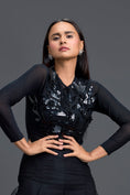 Load image into Gallery viewer, Black Leaf Mesh Top and High-Low Tulle Skirt Set
