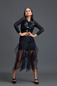 Load image into Gallery viewer, Black Leaf Mesh Top and High-Low Tulle Skirt Set
