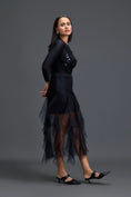 Load image into Gallery viewer, Black Leaf Mesh Top and High-Low Tulle Skirt Set
