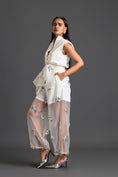 Load image into Gallery viewer, White Floral Organza Pants with Embellished Bow Belt

