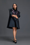 Load image into Gallery viewer, Black A-Line Dress with Feather Crystal Collar
