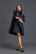 Load image into Gallery viewer, Black A-Line Dress with Feather Crystal Collar
