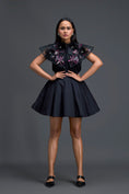 Load image into Gallery viewer, Black Dress with Oversized Feather Crystal Collar
