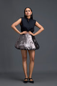 Load image into Gallery viewer, Black Top and Metallic Quilted Bubble Skirt Set
