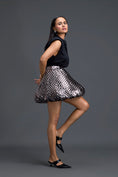 Load image into Gallery viewer, Black Top and Metallic Quilted Bubble Skirt Set
