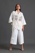 Load image into Gallery viewer, White Structured Cage Shirt and Wide-Leg Pants Set

