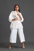Load image into Gallery viewer, White Structured Cage Shirt and Wide-Leg Pants Set

