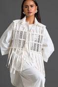 Load image into Gallery viewer, White Structured Cage Shirt and Wide-Leg Pants Set
