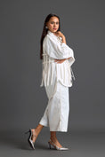 Load image into Gallery viewer, White Structured Cage Shirt and Wide-Leg Pants Set
