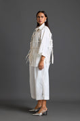 Load image into Gallery viewer, White Structured Cage Shirt and Wide-Leg Pants Set

