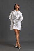 Load image into Gallery viewer, White Shirt Dress with Silver Metallic Cage Panel
