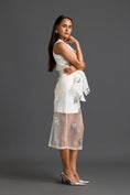 Load image into Gallery viewer, White Halter Top and Silver Floral Sheer Skirt Set
