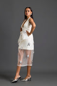Load image into Gallery viewer, White Silver 3D Floral Organza Skirt
