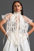Load image into Gallery viewer, White Sheer Structured Top and Tapered Pants Set
