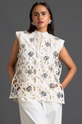 Load image into Gallery viewer, White Lattice Floral Vest and Tapered Pants Set
