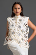 Load image into Gallery viewer, White Lattice Floral Vest and Tapered Pants Set
