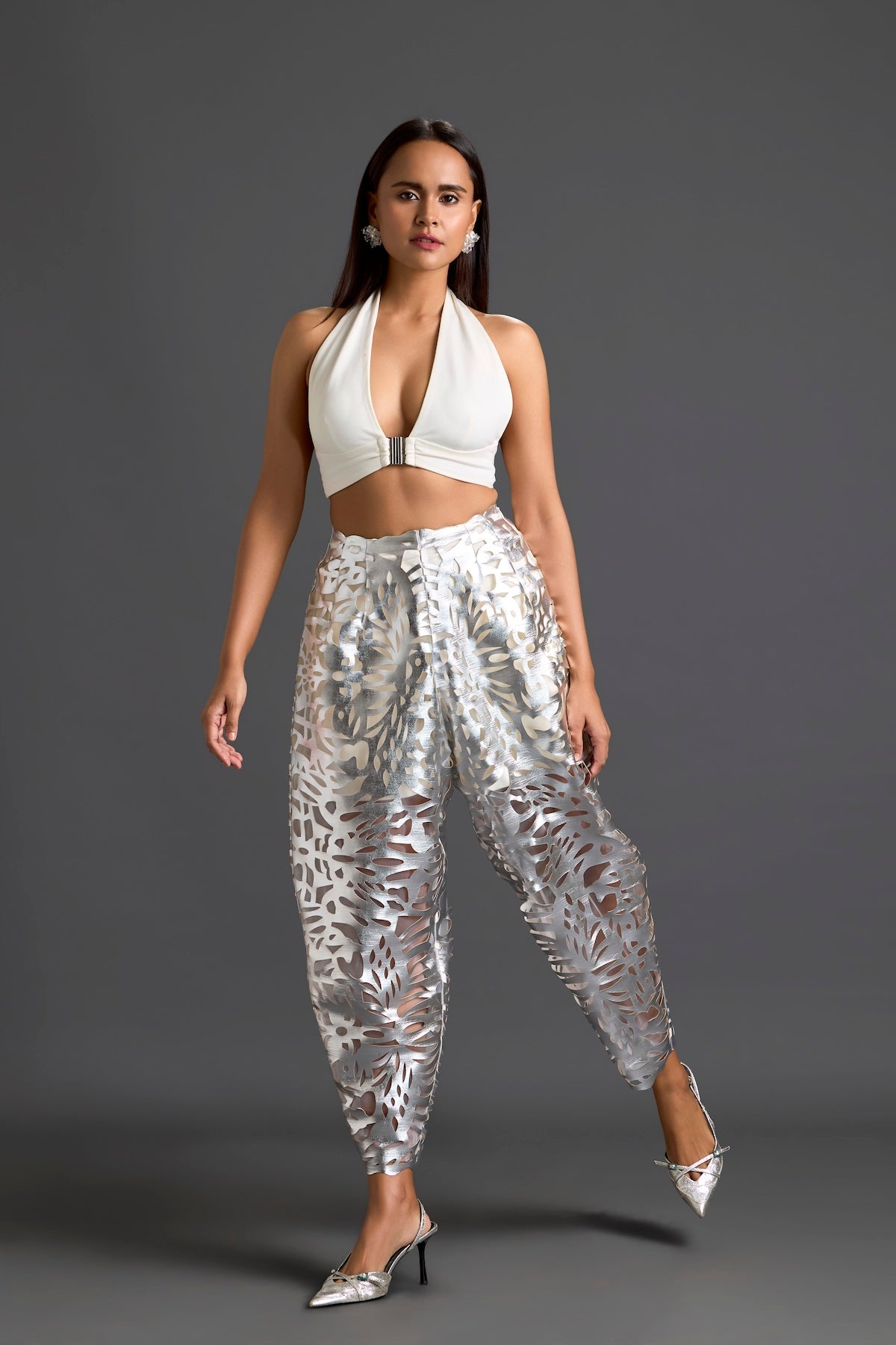 Silver Laser-Cut Trousers