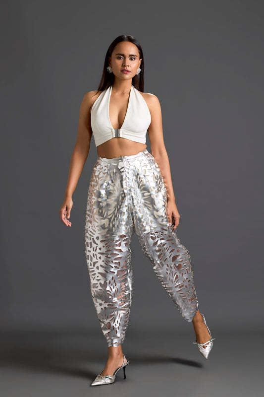 Silver Laser-Cut Trousers