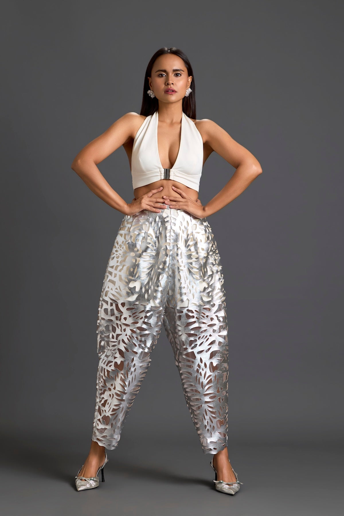 Silver Laser-Cut Trousers