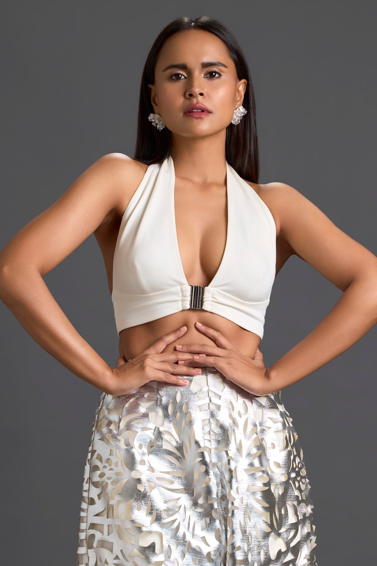 Silver Laser-Cut Trousers