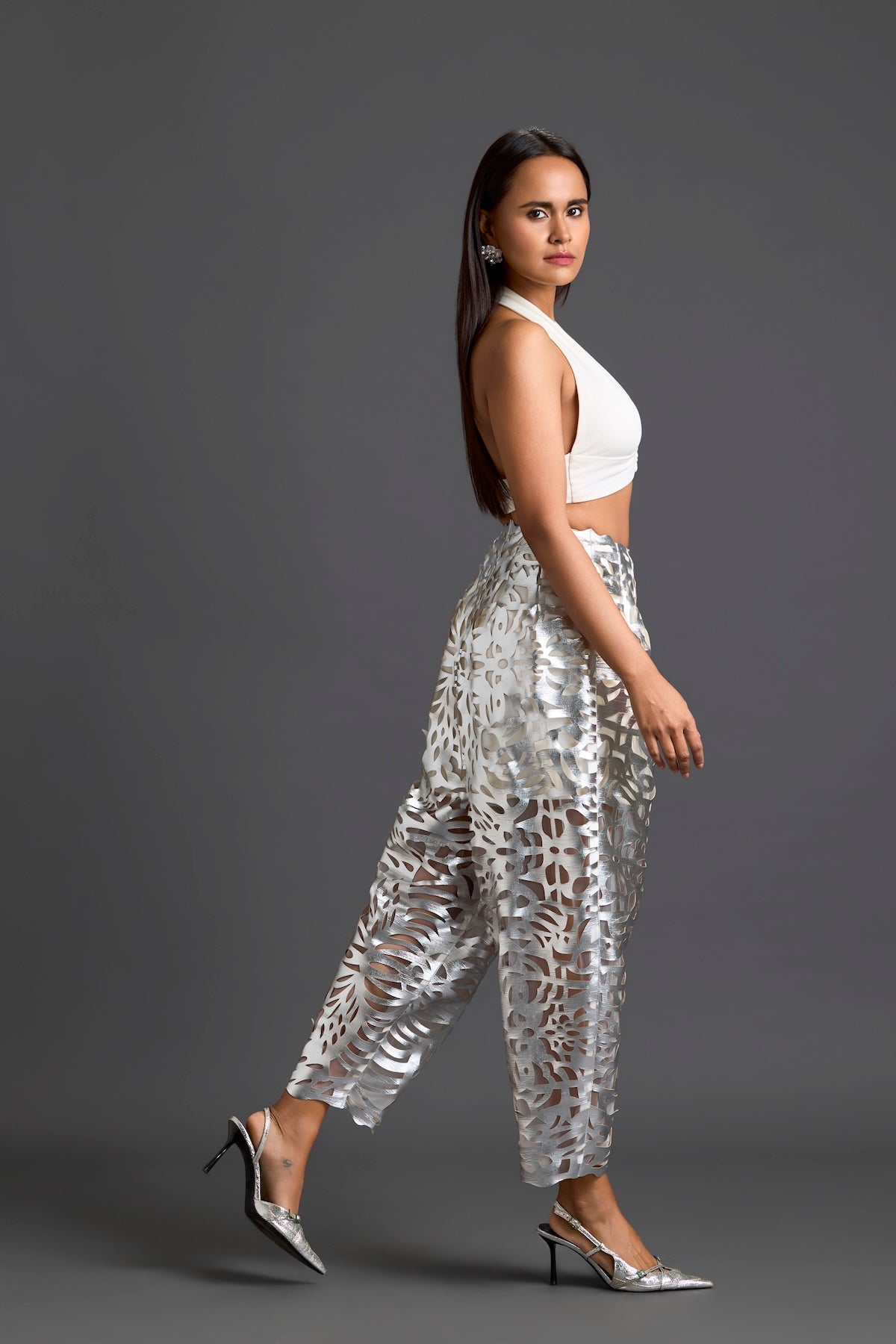 Silver Laser-Cut Trousers