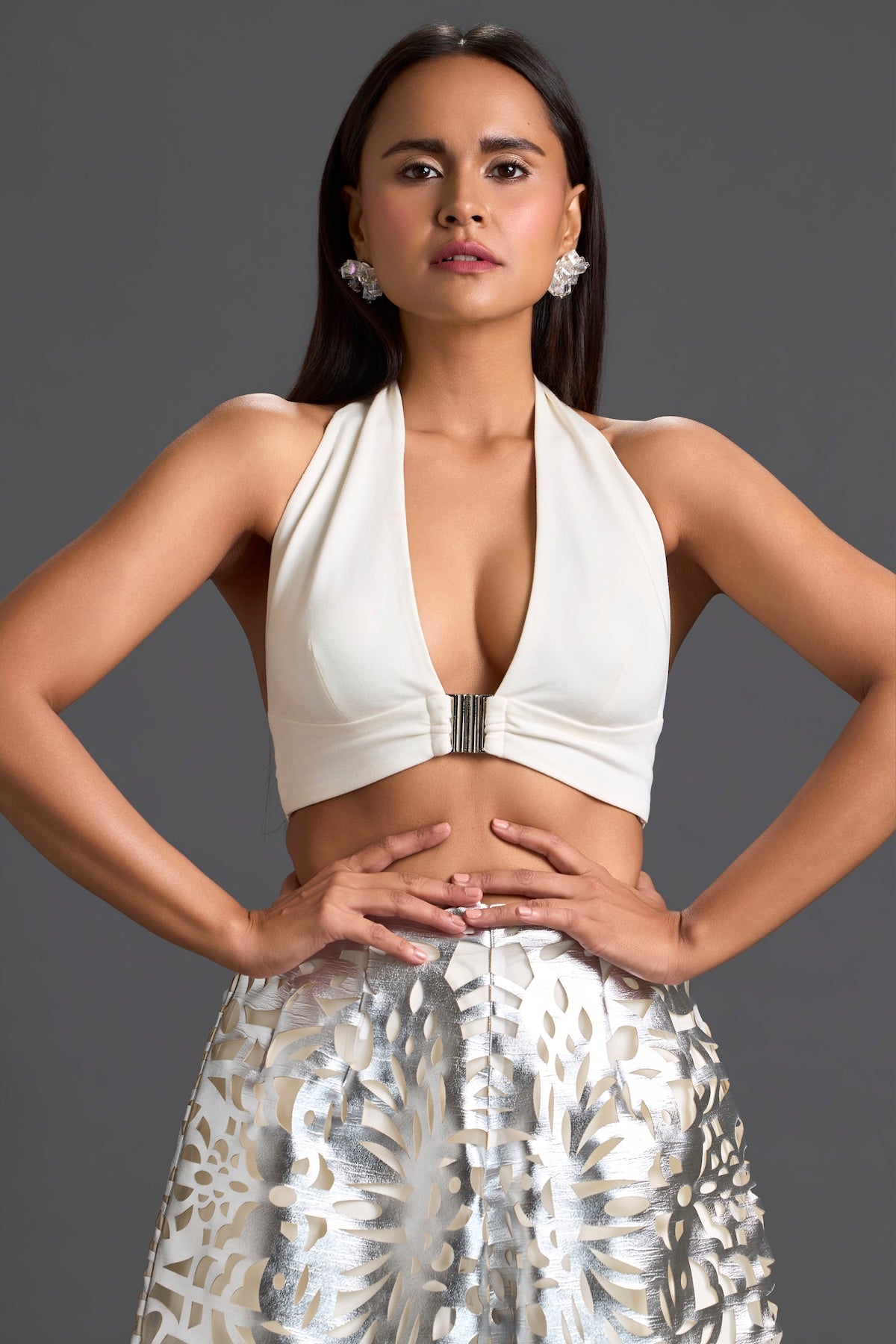 Silver Laser-Cut Trousers