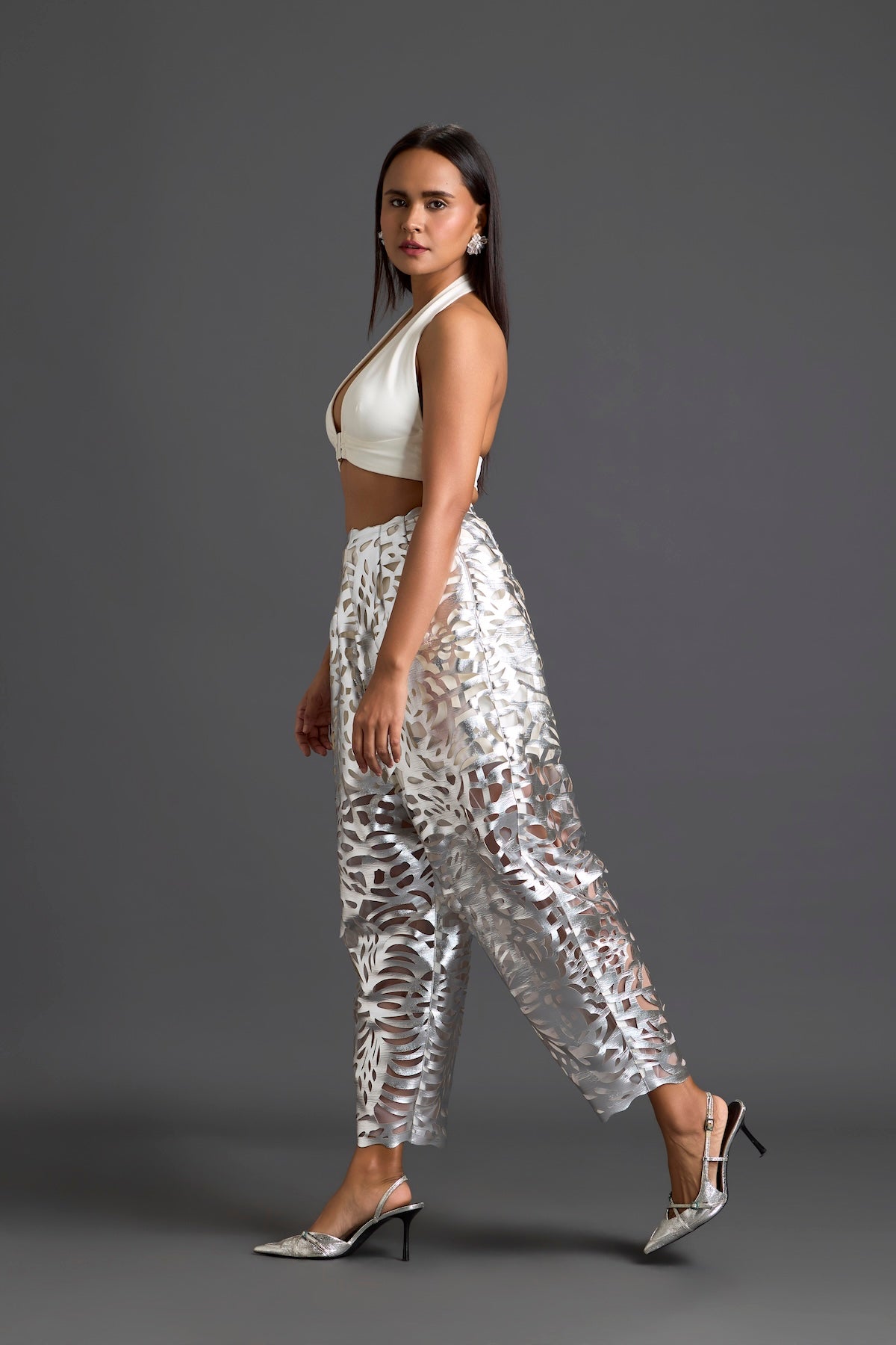 Silver Laser-Cut Trousers