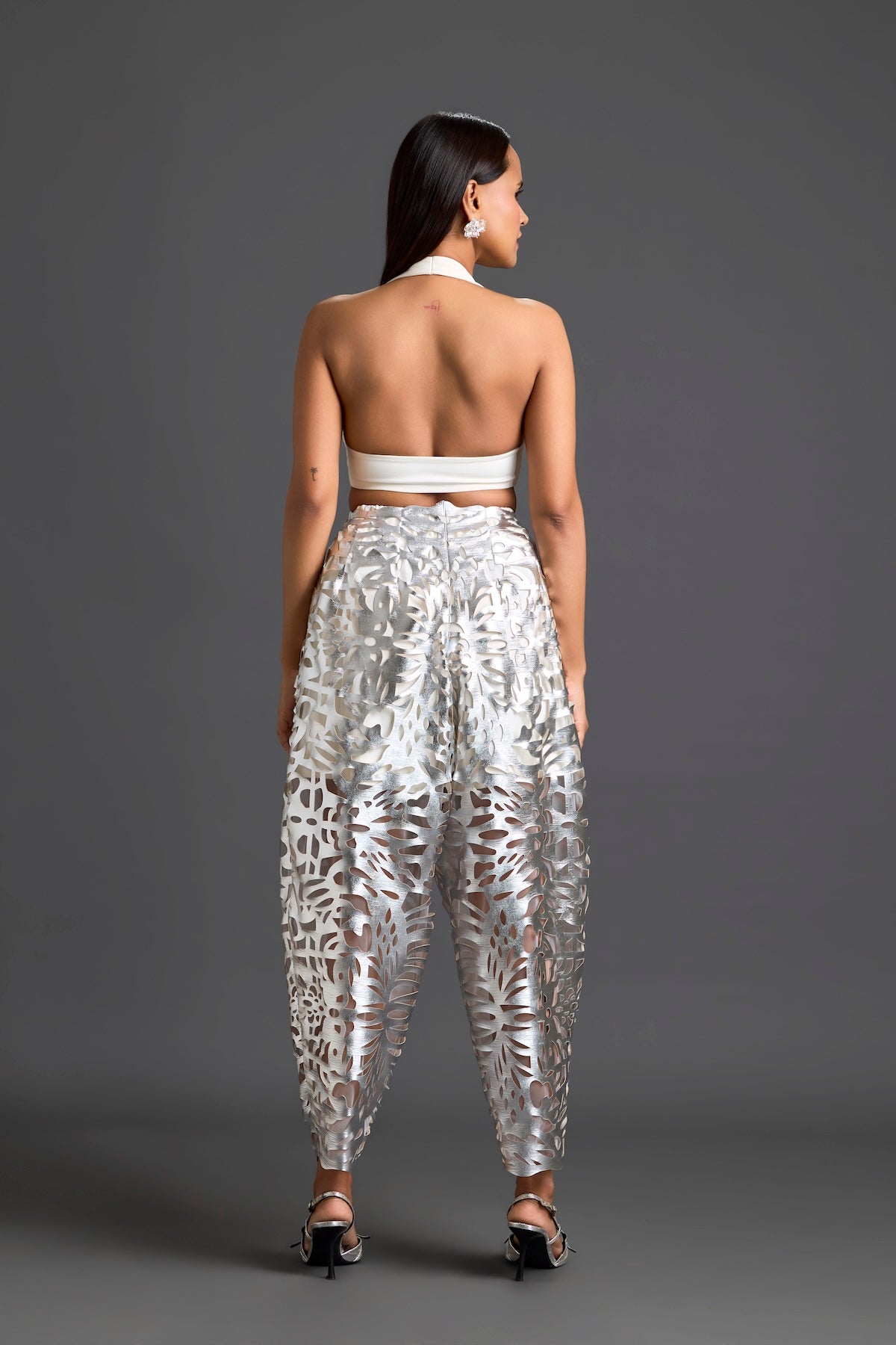 Silver Laser-Cut Trousers