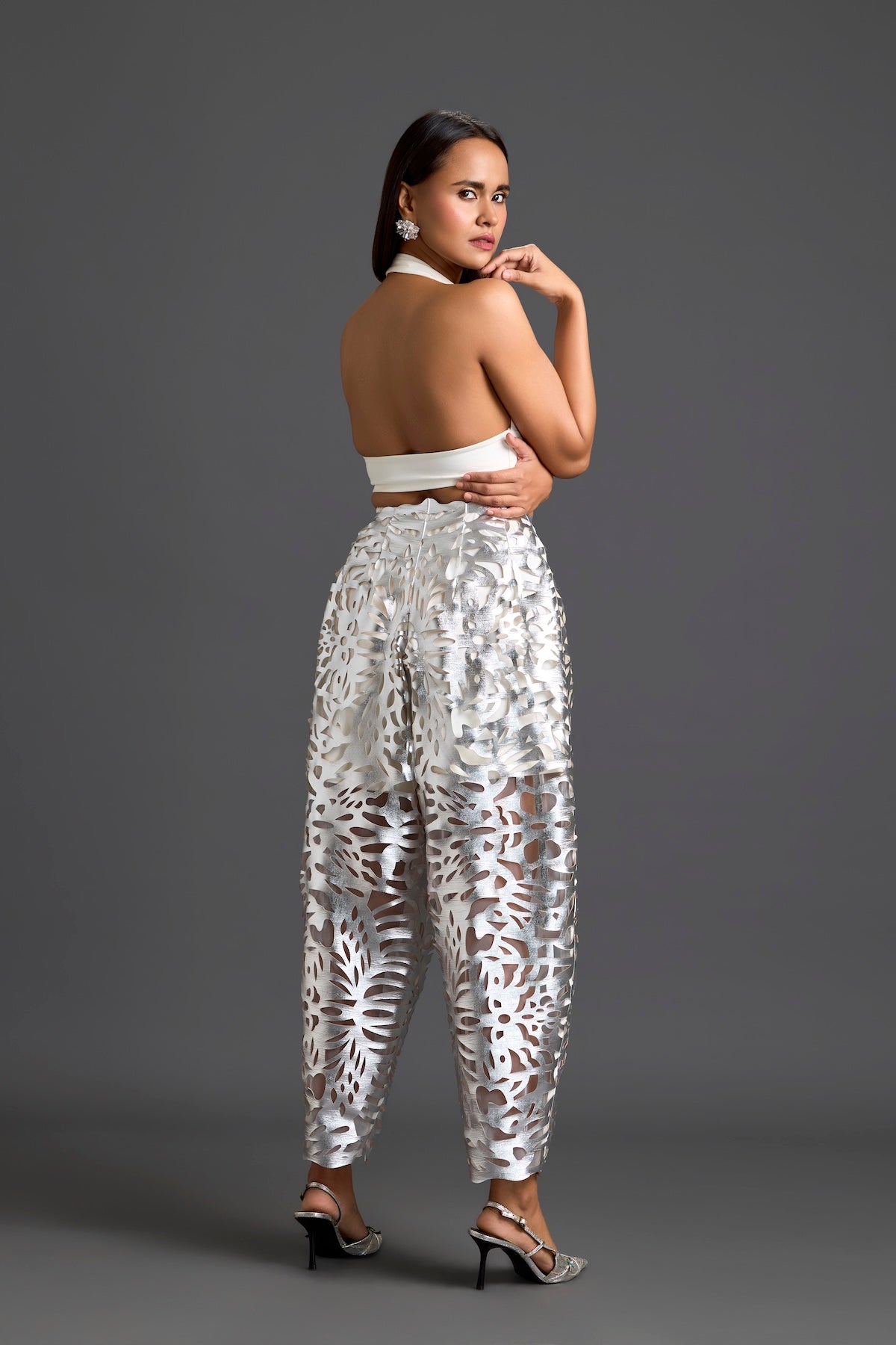 Silver Laser-Cut Trousers