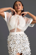 Load image into Gallery viewer, Sheer Top with Silver Floral Embroidery
