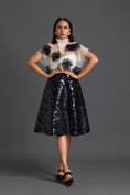 Load image into Gallery viewer, Sheer Floral Top and Black Laser-Cut Skirt Set
