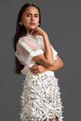 Load image into Gallery viewer, Sheer Top with Silver Floral Embroidery
