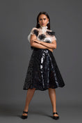 Load image into Gallery viewer, Sheer Floral Top and Black Laser-Cut Skirt Set
