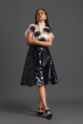 Load image into Gallery viewer, Sheer Floral Top and Black Laser-Cut Skirt Set
