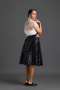 Load image into Gallery viewer, Sheer Floral Top and Black Laser-Cut Skirt Set
