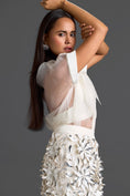 Load image into Gallery viewer, Sheer Top with Silver Floral Embroidery
