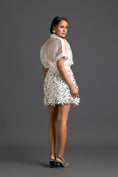Load image into Gallery viewer, Sheer Top with Silver Floral Embroidery
